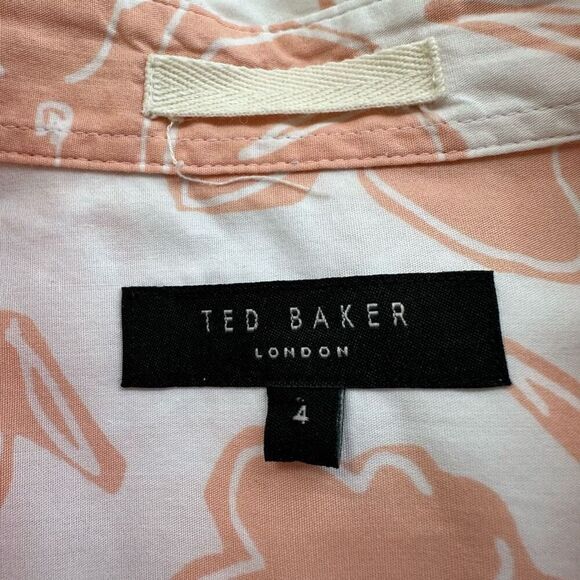 Ted Baker London Tello Peach Floral Button-Up Shirt Long Sleeve sz 4 Large - Picture 7 of 14